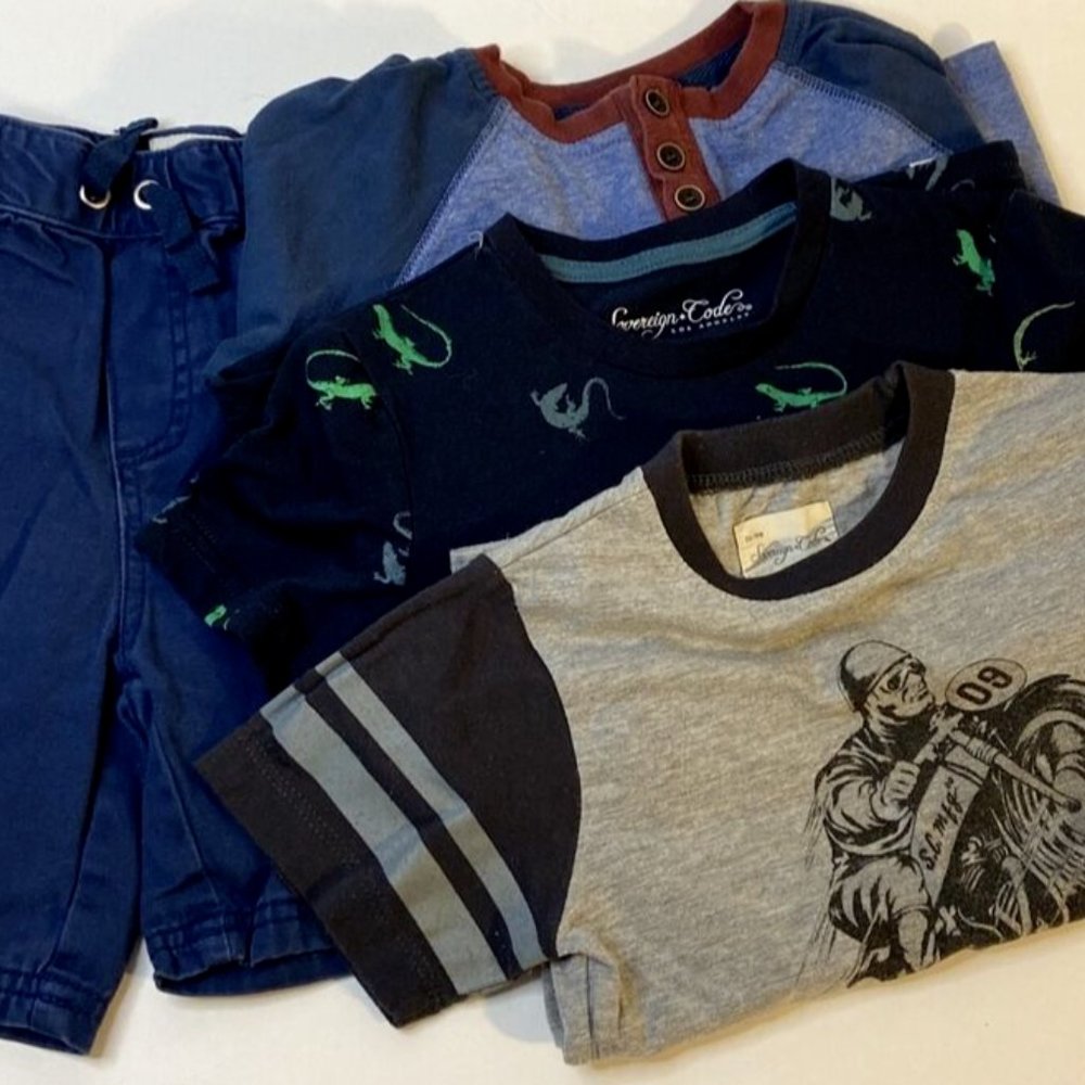 Sovereign Code 3T/4T Boys 4 Piece Cargo Short Long & Short Sleeve Tee Set